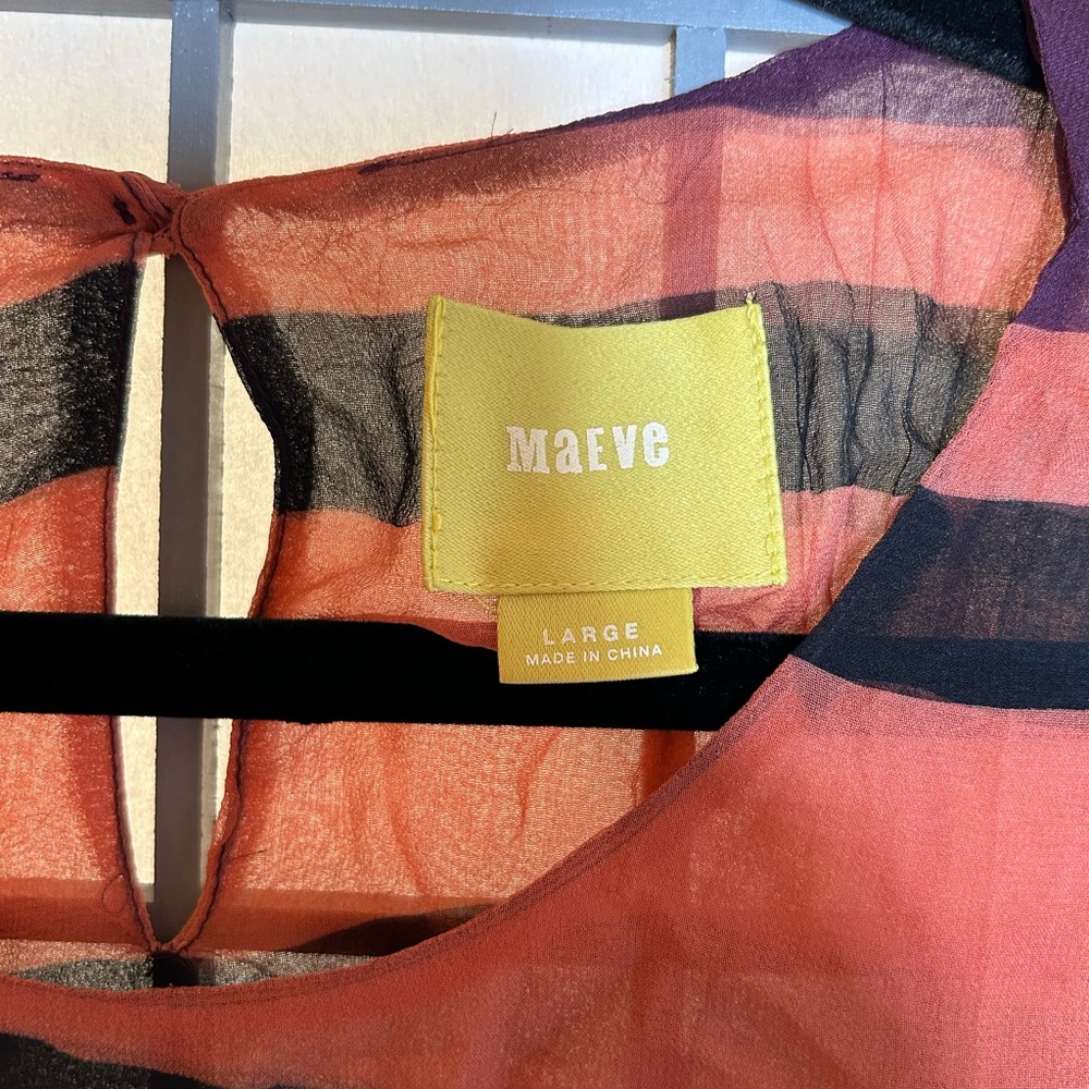 Anthropologie Maeve Multicolor Striped Silk Blouse - Picture 2 of 5